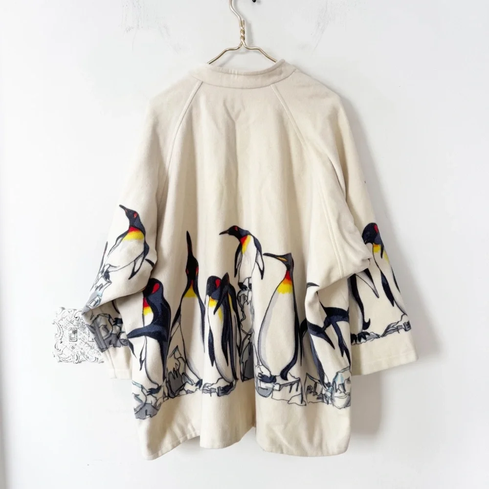 Rare Vintage 90s Nicole Miller Penquin Boiled Wool Oversized Coat 1XL Sample - Picture 5 of 12
